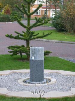 Garden Water Feature, Granite Yin Yang Fountain with LEDs and Pebble Pool