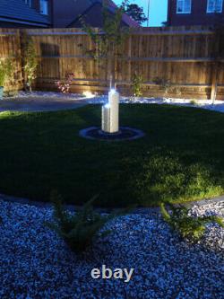 Garden Water Feature, Granite Yin Yang Fountain with LEDs and Pebble Pool