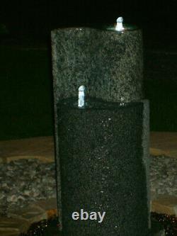 Garden Water Feature, Granite Yin Yang Fountain with LEDs and Pebble Pool