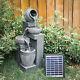 Garden Water Feature Led Light Solar Power Pump Outdoor Cascading Fountain Decor