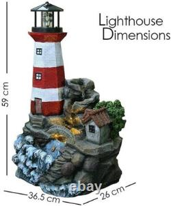 Garden Water Feature Lighthouse Fountain LED Cascading Outdoor Patio Home Decor