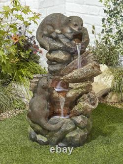 Garden Water Feature Otter Pools Fountain LED Lights by Kelkay Freestanding