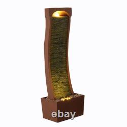 Garden Water Feature Outdoor LED Fountain Curved Waterfall Red Rock Teamson