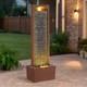 Garden Water Feature Outdoor Led Fountain Straight Waterfall Red Rock Teamson