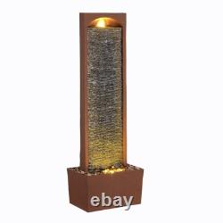 Garden Water Feature Outdoor LED Fountain Straight Waterfall Red Rock Teamson