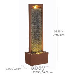 Garden Water Feature Outdoor LED Fountain Straight Waterfall Red Rock Teamson