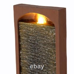 Garden Water Feature Outdoor LED Fountain Straight Waterfall Red Rock Teamson