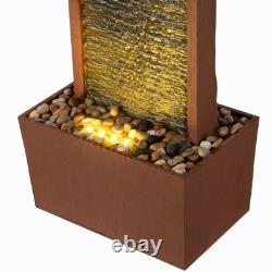 Garden Water Feature Outdoor LED Fountain Straight Waterfall Red Rock Teamson