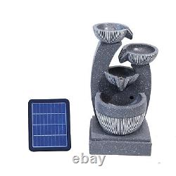 Garden Water Feature Outdoor Patio Stone Fountains Cascading Solar Powered Light