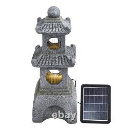Garden Water Feature Outdoor Solar Power Cascade Tiered Fountain with LED Lights