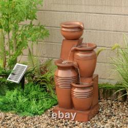 Garden Water Feature Outdoor Solar Powered Fountain 4-Tier Cascading Urn Teamson