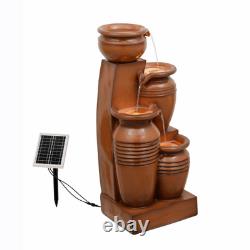 Garden Water Feature Outdoor Solar Powered Fountain 4-Tier Cascading Urn Teamson