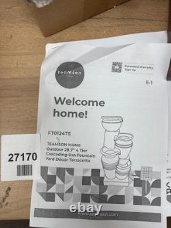 Garden Water Feature Outdoor Solar Powered Fountain 4-Tier Cascading Urn Teamson