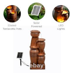 Garden Water Feature Outdoor Solar Powered Fountain 4-Tier Cascading Urn Teamson