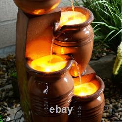 Garden Water Feature Outdoor Solar Powered Fountain 4-Tier Cascading Urn Teamson