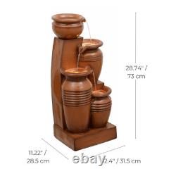 Garden Water Feature Outdoor Solar Powered Fountain 4-Tier Cascading Urn Teamson