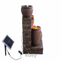 Garden Water Feature Outdoor Solar Powered LED Fountain 4-Tier Bowl Teamson