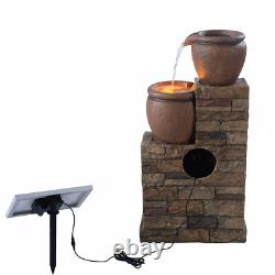 Garden Water Feature Outdoor Solar Powered LED Fountain 4-Tier Bowl Teamson
