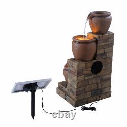 Garden Water Feature Outdoor Solar Powered LED Fountain 4-Tier Bowl Teamson