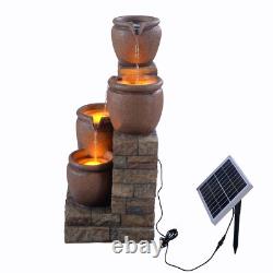 Garden Water Feature Outdoor Solar Powered LED Fountain 4-Tier Bowl Teamson