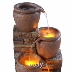 Garden Water Feature Outdoor Solar Powered LED Fountain 4-Tier Bowl Teamson