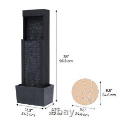 Garden Water Feature Outdoor Solar Powered LED Fountain Waterfall Teamson
