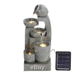 Garden Water Feature Outdoor Water Fountain Cascade Bowls Waterfall withSolar Pump