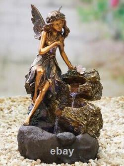 Garden Water Feature Pixie Spills Fairy Easy Fountain Freestanding LED by Kelkay