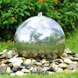 Garden Water Feature Steel Sphere Fountain 42cm Diameter with LED Lights
