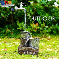 Garden Water Feature Tap Fountain with LED Lights Mains Powered, Self-Contai