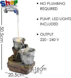 Garden Water Feature Tap Fountain with LED Lights Mains Powered, Self-Contai