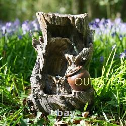 Garden Water Feature Tree Log Fountain, LED Lights & Cascading, Mains Powered
