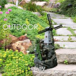 Garden Water Feature Windmill Fountain with LED Lights Mains Powered, Self-C