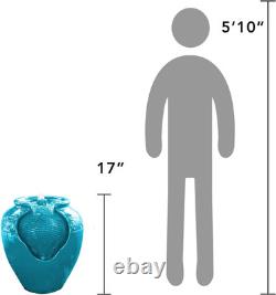 Garden Water Feature with Lights, Outdoor Tiered Small, Green Pot Water Fountain