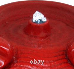 Garden Water Feature with Lights, Outdoor Tiered Small, Red Pot Water Fountain