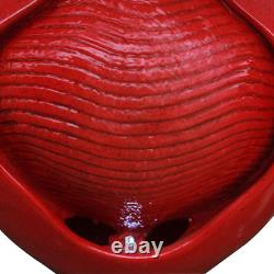 Garden Water Feature with Lights, Outdoor Tiered Small, Red Pot Water Fountain
