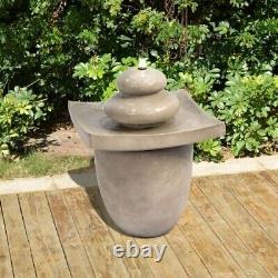 Garden Water Fountain Feature Indoor Outdoor Japanese Zen Stone-effect with Light