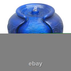 Garden Water Fountain Feature & Lights, Outdoor Blue Pot Waterfall by Teamson