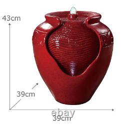 Garden Water Fountain Feature & Lights, Outdoor Red Waterfall Decor by Teamson