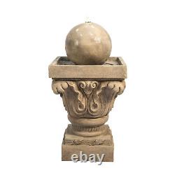 Garden Water Fountain Feature & Lights, Outdoor Sphere Waterfall