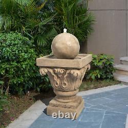 Garden Water Fountain Feature & Lights, Outdoor Sphere Waterfall