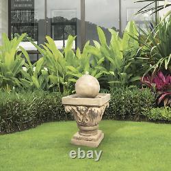 Garden Water Fountain Feature & Lights, Outdoor Sphere Waterfall