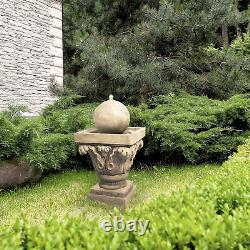 Garden Water Fountain Feature & Lights, Outdoor Sphere Waterfall