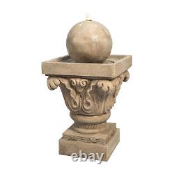 Garden Water Fountain Feature & Lights, Outdoor Sphere Waterfall