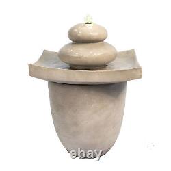 Garden Water Fountain Feature, Outdoor Tier Zen Waterfall & Lights by Teamson