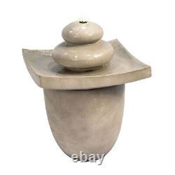 Garden Water Fountain Feature, Outdoor Tier Zen Waterfall & Lights by Teamson