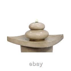 Garden Water Fountain Feature, Outdoor Tier Zen Waterfall & Lights by Teamson