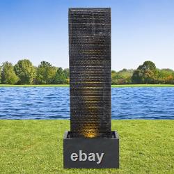 Garden Water Fountain Feature With LED Lights Outdoor Tall Waterfall Electric Pump