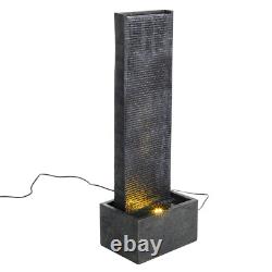 Garden Water Fountain Feature With LED Lights Outdoor Tall Waterfall Electric Pump