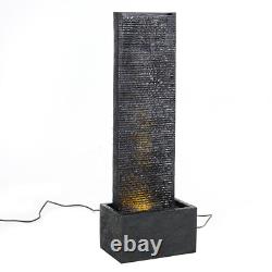 Garden Water Fountain Feature With LED Lights Outdoor Tall Waterfall Electric Pump